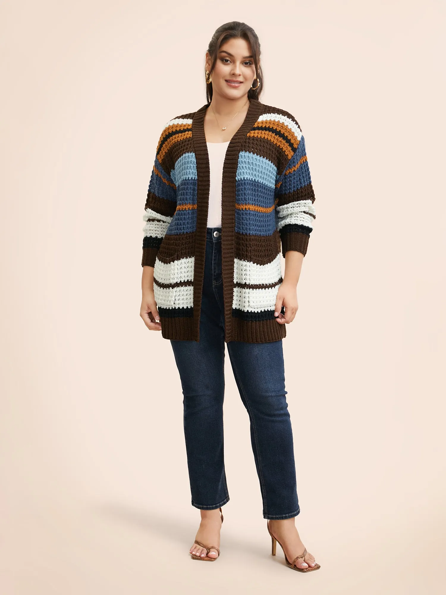 Colorblock Contrast Patched Pocket Cardigan sold by Bloomchic product image thumbnail 3