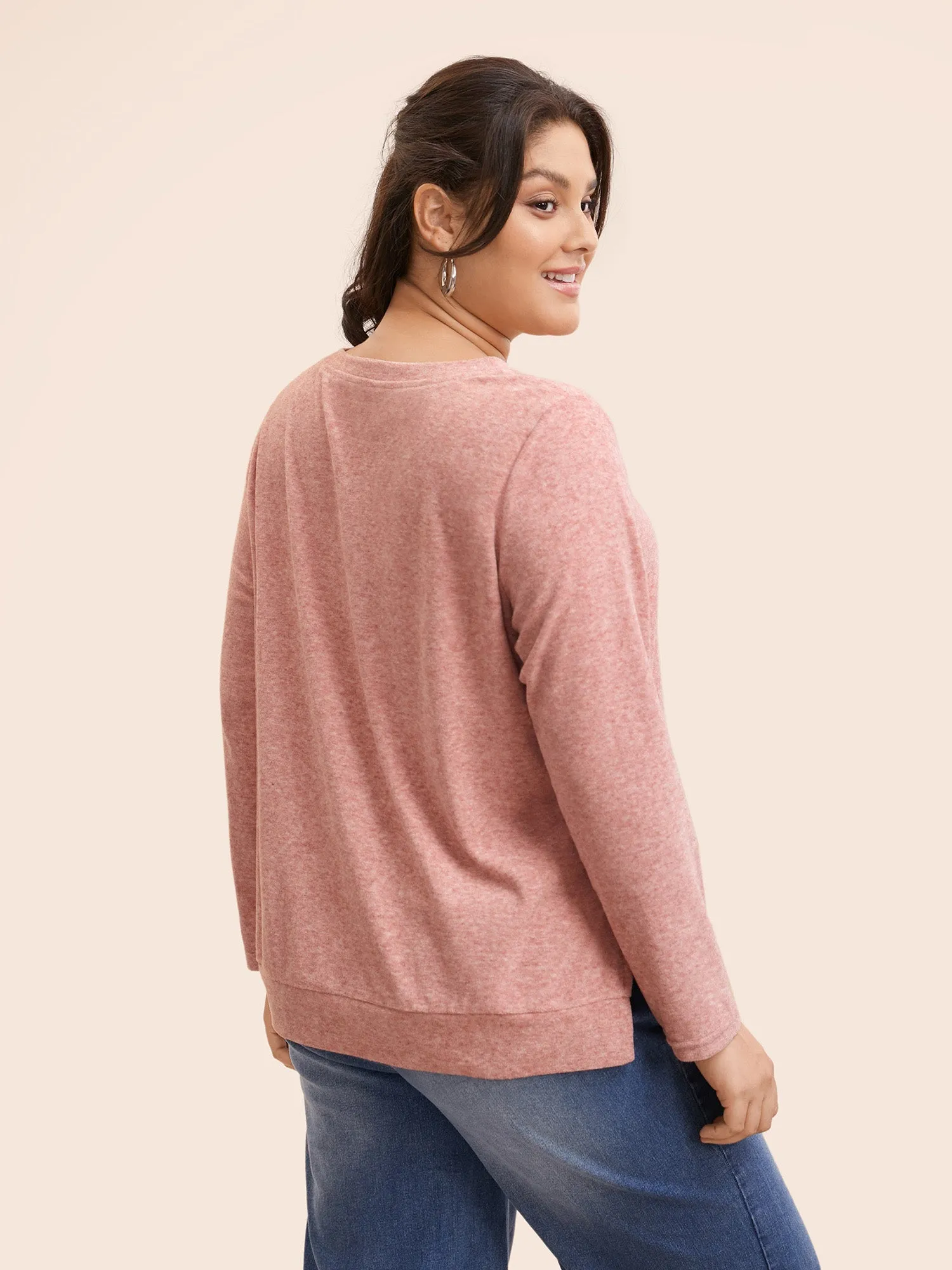 V Neck Button Detail Split Hem T-shirt sold by Bloomchic product image thumbnail 5