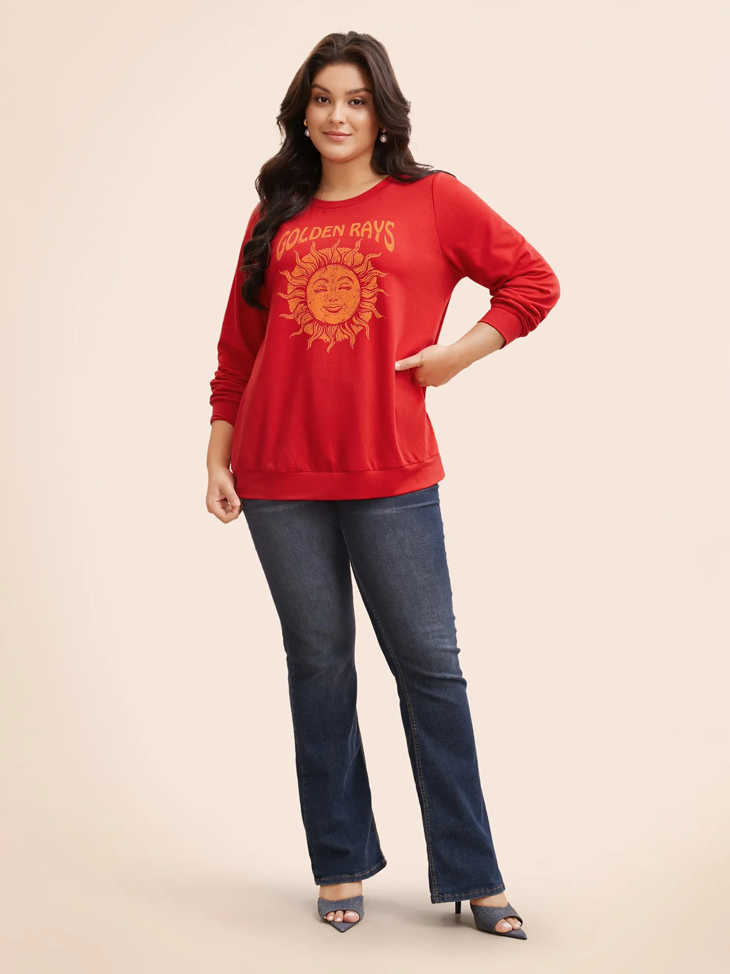 Sun Print Round Neck Sweatshirt sold by Bloomchic product image thumbnail 2