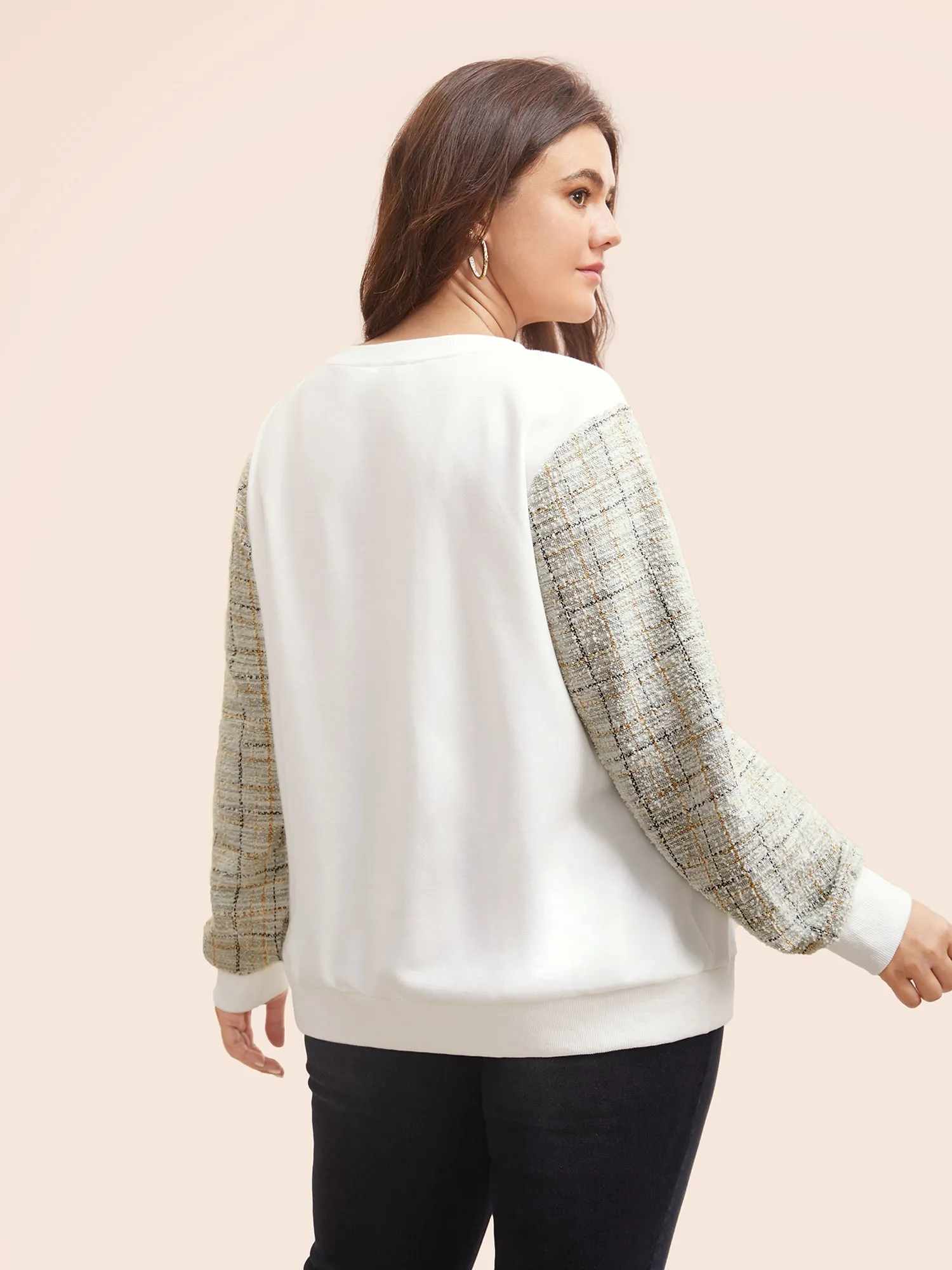 Round Neck Textured Patchwork Sweatshirt sold by Bloomchic product image thumbnail 3