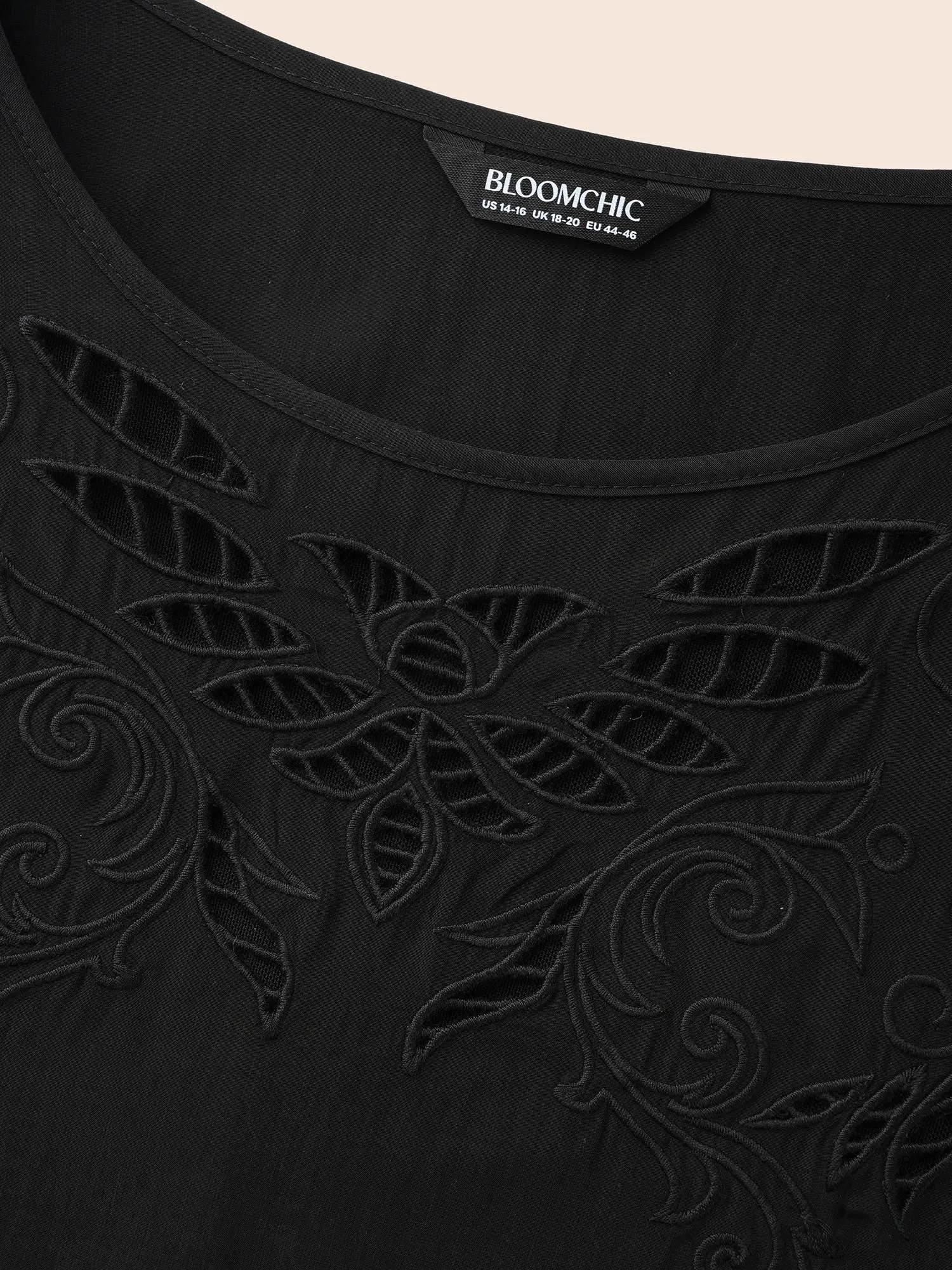 Round Neck Cut Out Lantern Sleeve Blouse sold by Bloomchic product image thumbnail 5