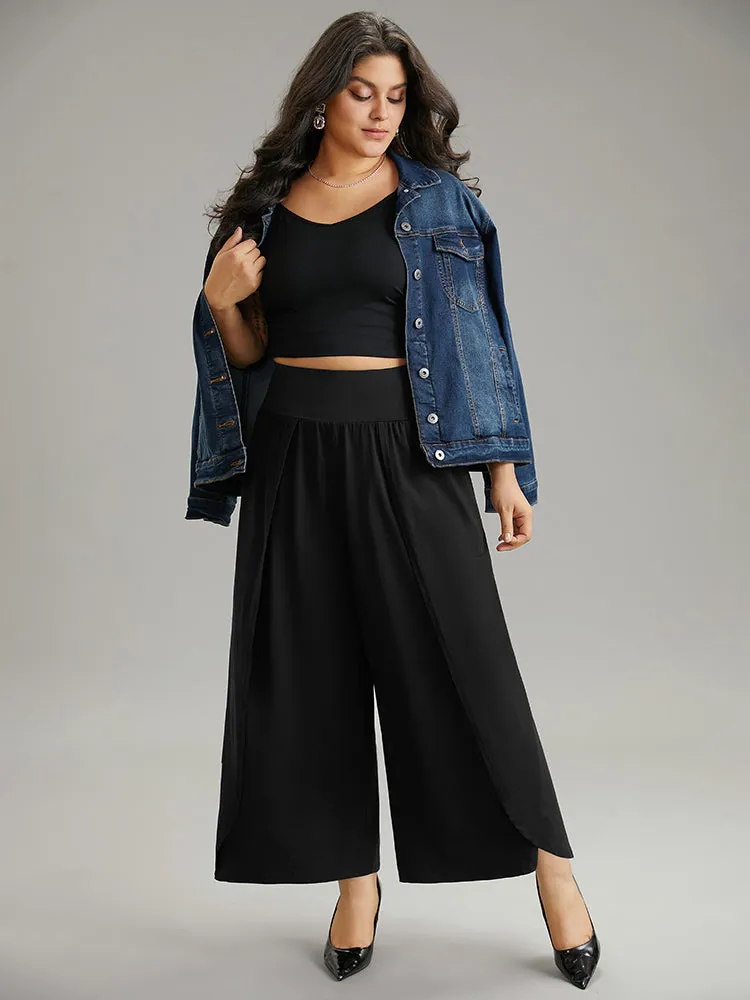 Plain Wrap Hem Wideband Waist Wide Leg Pants sold by Bloomchic product image thumbnail 3