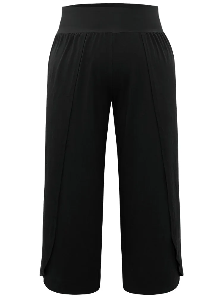 Plain Wrap Hem Wideband Waist Wide Leg Pants sold by Bloomchic product image thumbnail 5