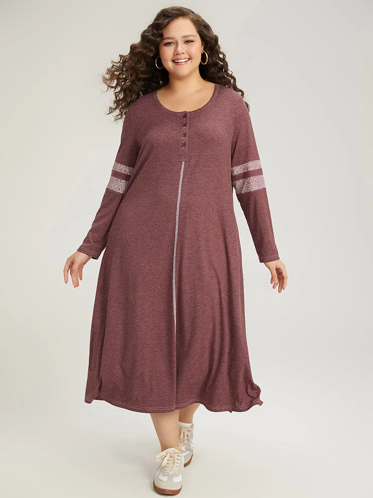 Supersoft Essentials Leopard Print Patchwork Stitch Pocket Button Up Split Hem Dress sold by Bloomchic product image thumbnail 3