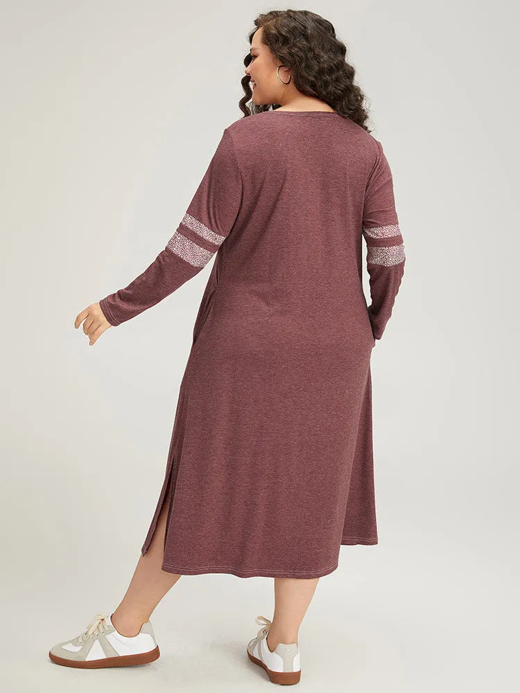 Supersoft Essentials Leopard Print Patchwork Stitch Pocket Button Up Split Hem Dress sold by Bloomchic product image thumbnail 5