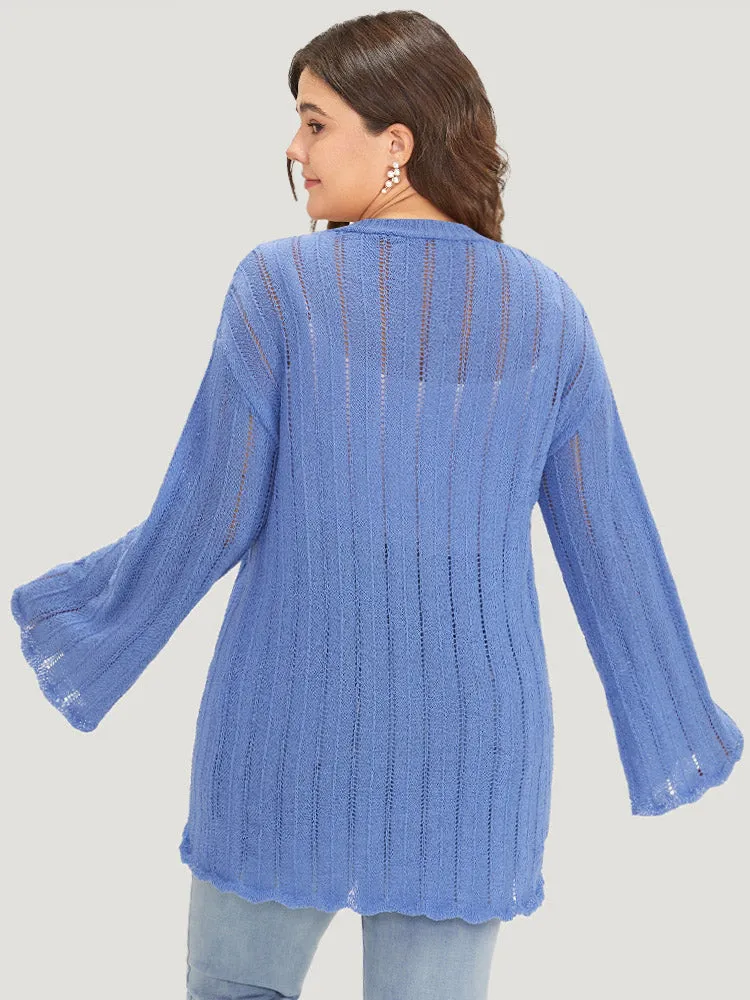 Plain Ties Front Bell Sleeve Scalloped Trim Cardigan sold by Bloomchic product image thumbnail 2