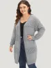 Geometric Eyelet Elastic Cuffs Tunic Cardigan sold by Bloomchic