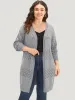 Geometric Eyelet Elastic Cuffs Tunic Cardigan sold by Bloomchic