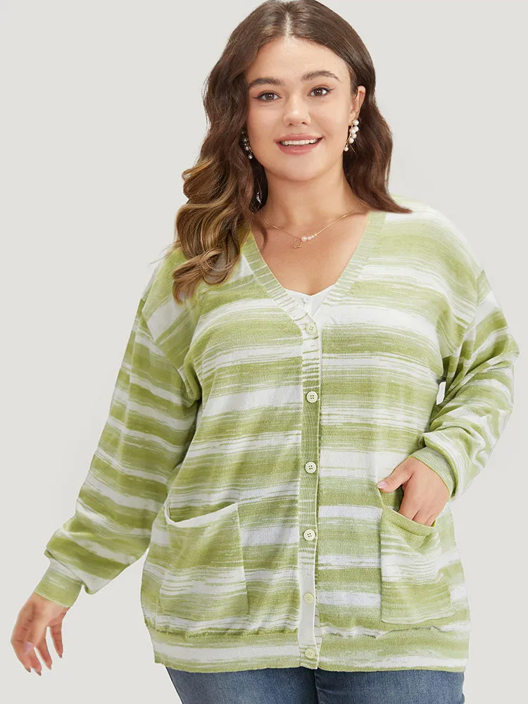 Ombre Button Up Patched Pocket Cardigan sold by Bloomchic