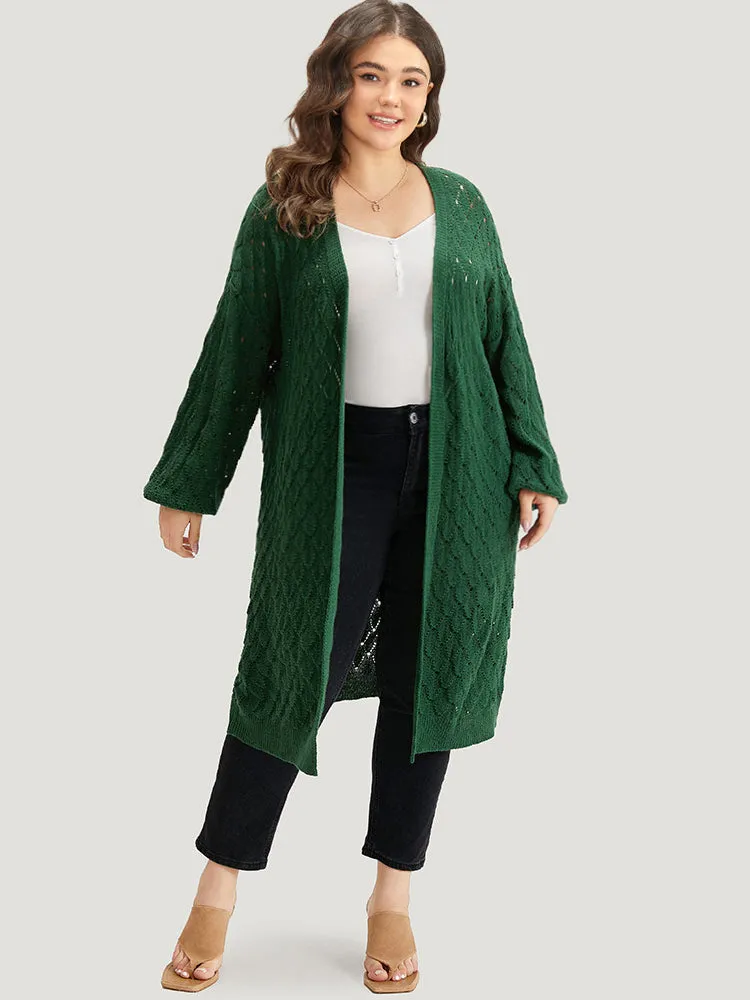 Plain Geo Eyelet Drop Shoulder Maxi Cardigan sold by Bloomchic product image thumbnail 5
