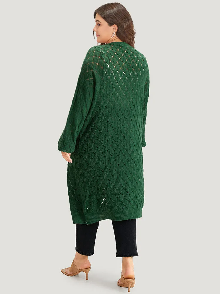 Plain Geo Eyelet Drop Shoulder Maxi Cardigan sold by Bloomchic product image thumbnail 2