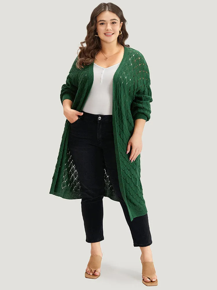 Plain Geo Eyelet Drop Shoulder Maxi Cardigan sold by Bloomchic product image thumbnail 3
