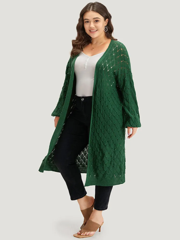 Plain Geo Eyelet Drop Shoulder Maxi Cardigan sold by Bloomchic product image thumbnail 4