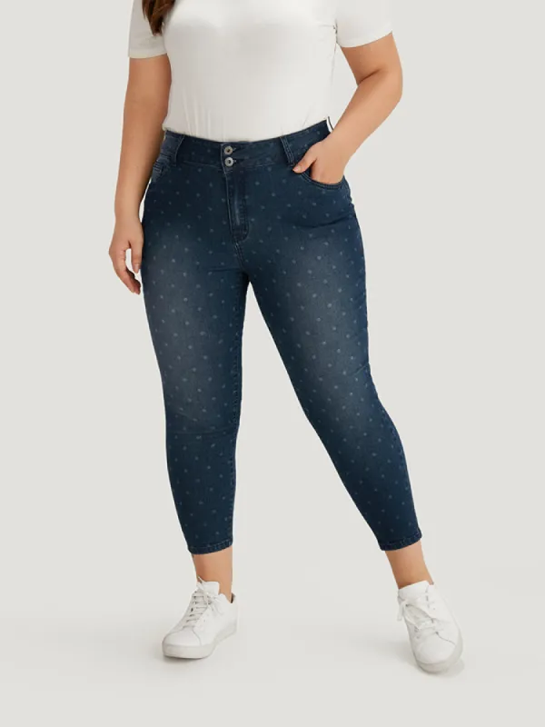 Polka Dot High Rise Very Stretchy Jeans sold by Bloomchic