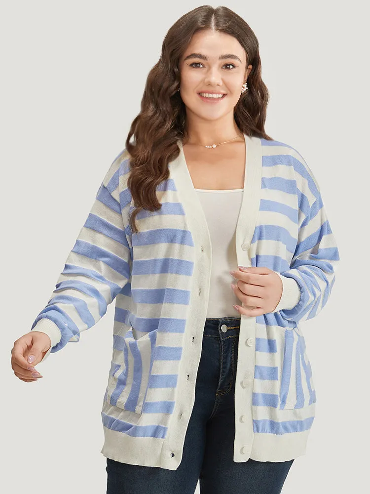 Striped Button Down Patched Pocket Cardigan sold by Bloomchic product image thumbnail 4