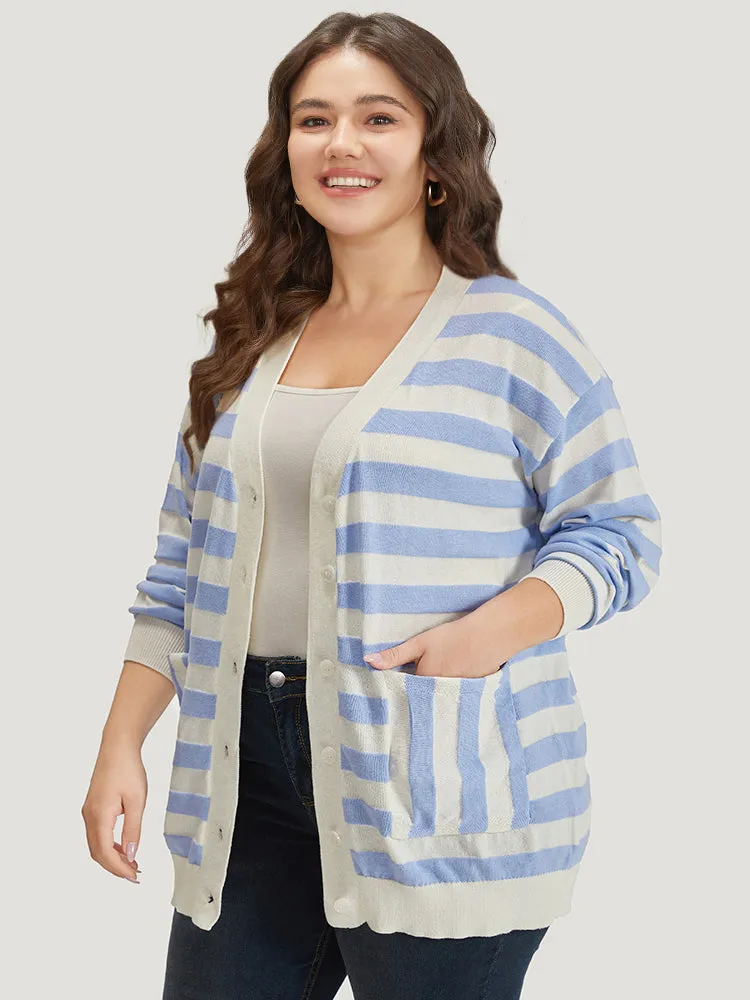 Striped Button Down Patched Pocket Cardigan sold by Bloomchic product image thumbnail 3