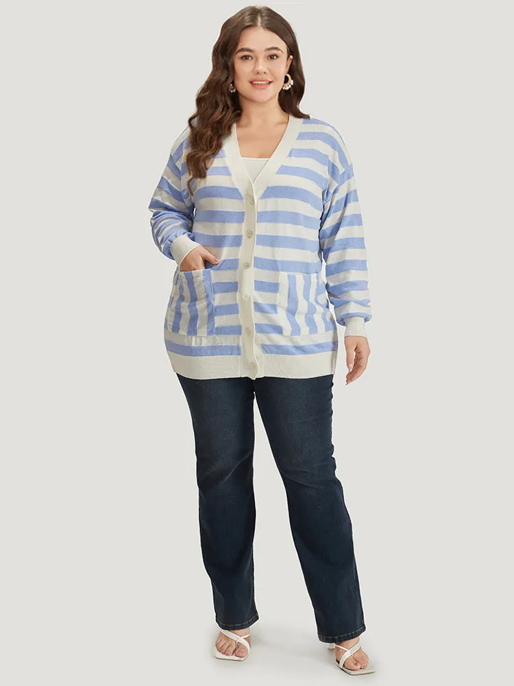 Striped Button Down Patched Pocket Cardigan sold by Bloomchic product image thumbnail 5