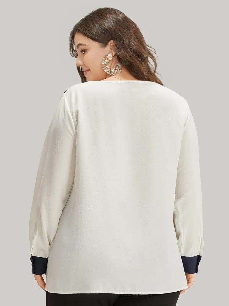 Contrast Patchwork Plicated Button Detail Blouse sold by Bloomchic product image thumbnail 5