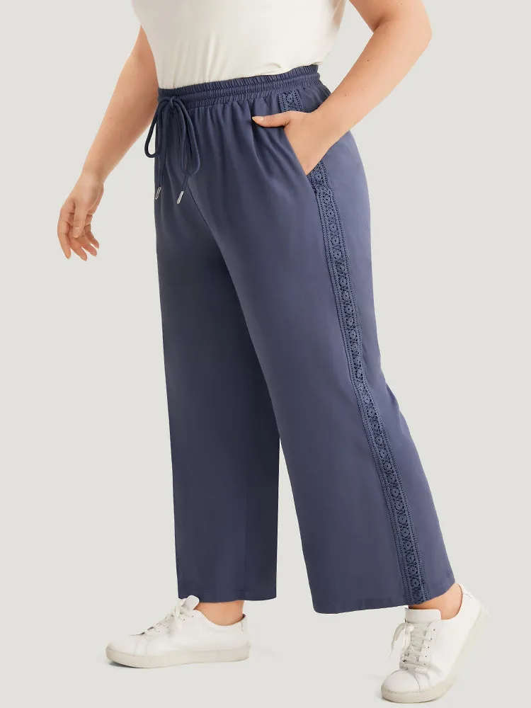 Solid Crochet Lace Knotted Elastic Waist Pants sold by Bloomchic