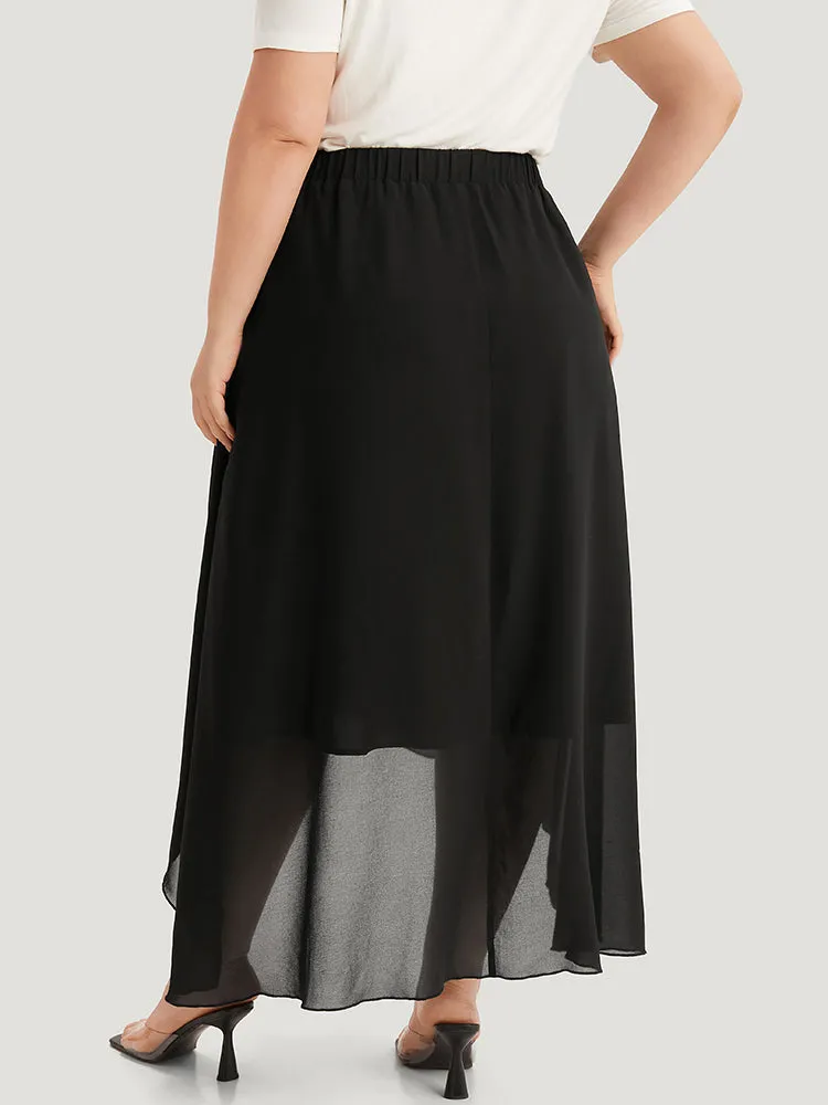 Plain Elastic Waist Pocket Mesh High Low Hem Skirt sold by Bloomchic product image thumbnail 5