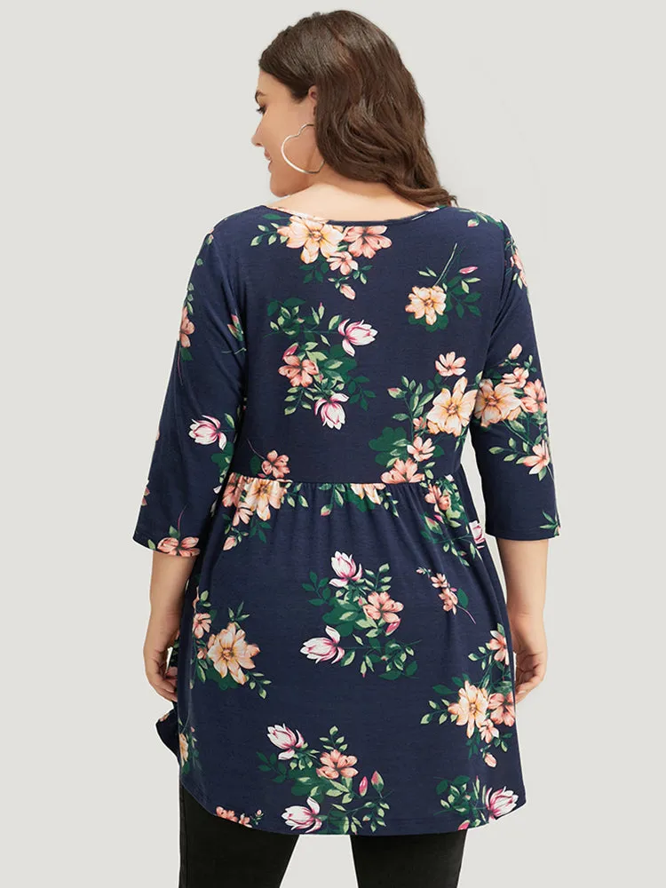 Floral Print Crisscross Flutter Hem T-shirt sold by Bloomchic product image thumbnail 3