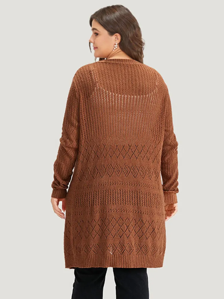 Solid Geometric Hollow Out Open Front Cardigan sold by Bloomchic product image thumbnail 3