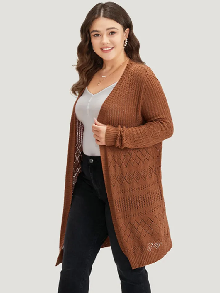 Solid Geometric Hollow Out Open Front Cardigan sold by Bloomchic product image thumbnail 4