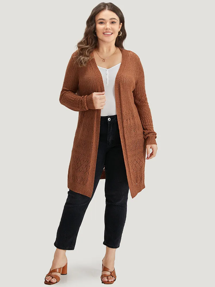 Solid Geometric Hollow Out Open Front Cardigan sold by Bloomchic product image thumbnail 5