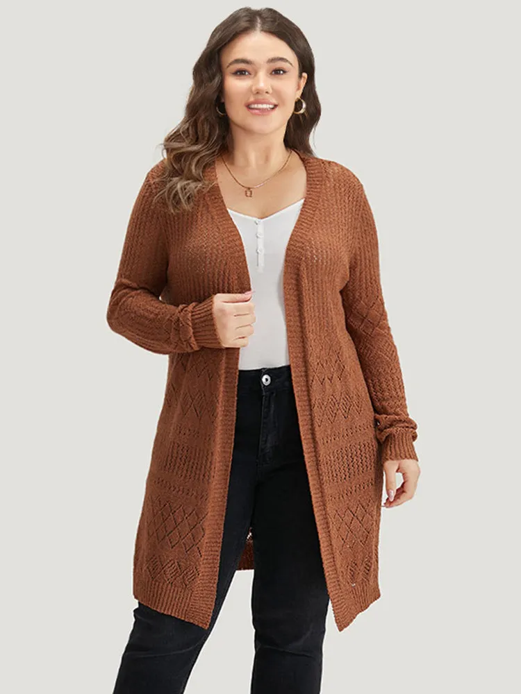 Solid Geometric Hollow Out Open Front Cardigan sold by Bloomchic product image thumbnail 2