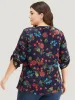 Floral Print Notched Tab Sleeve Blouse sold by Bloomchic