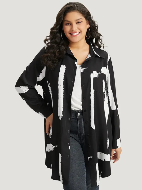 Halloween Brush Print Button Through Split Hem Kimono sold by Bloomchic