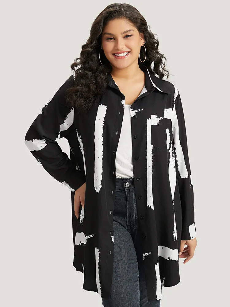 Halloween Brush Print Button Through Split Hem Kimono sold by Bloomchic
