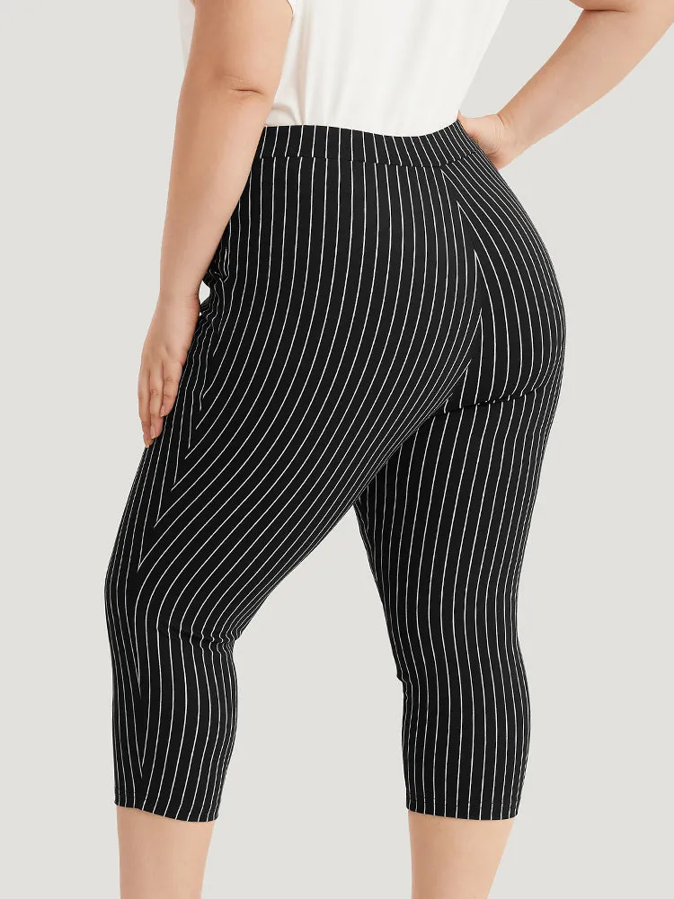 Striped High Rise Pocket Elastic Waist Skinny Pants sold by Bloomchic product image thumbnail 5