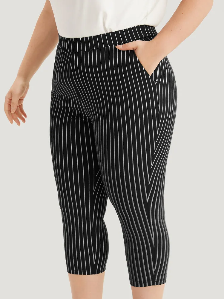 Striped High Rise Pocket Elastic Waist Skinny Pants sold by Bloomchic product image thumbnail 3