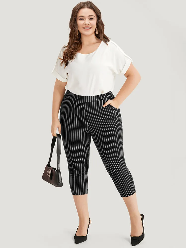Striped High Rise Pocket Elastic Waist Skinny Pants sold by Bloomchic product image thumbnail 4