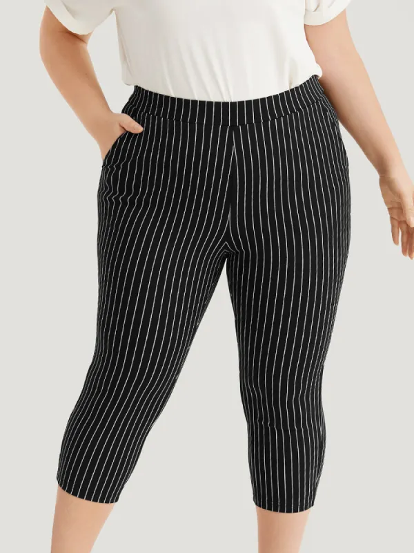 Striped High Rise Pocket Elastic Waist Skinny Pants sold by Bloomchic