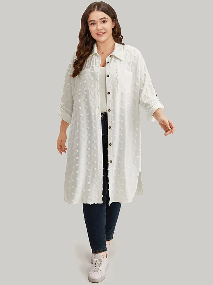 Solid Button Through Tab Sleeve Split Hem Coat sold by Bloomchic product image thumbnail 4
