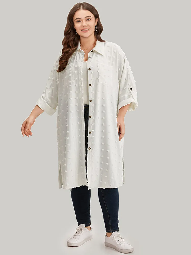 Solid Button Through Tab Sleeve Split Hem Coat sold by Bloomchic