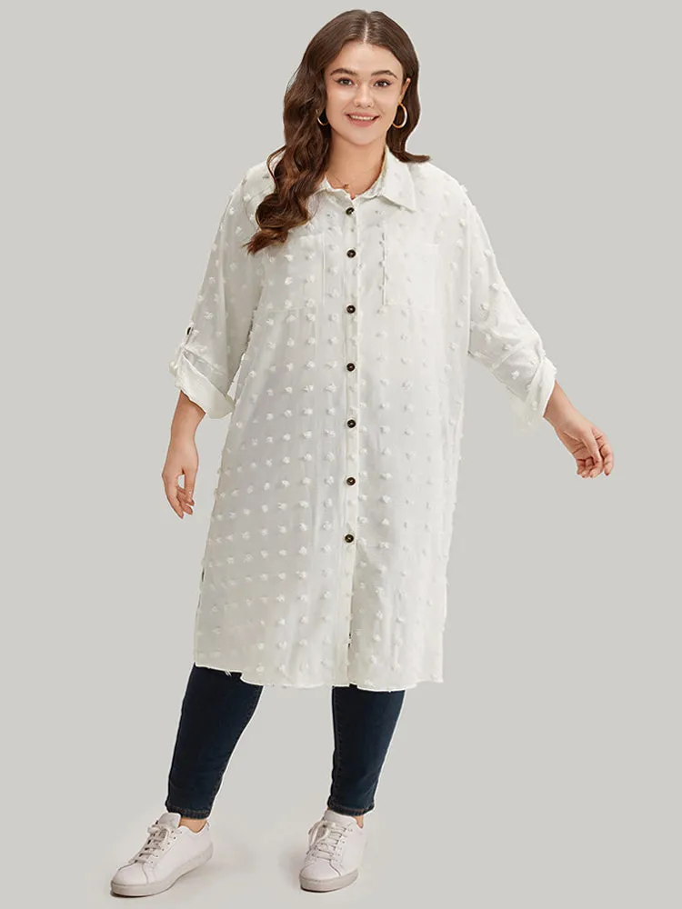 Solid Button Through Tab Sleeve Split Hem Coat sold by Bloomchic product image thumbnail 5