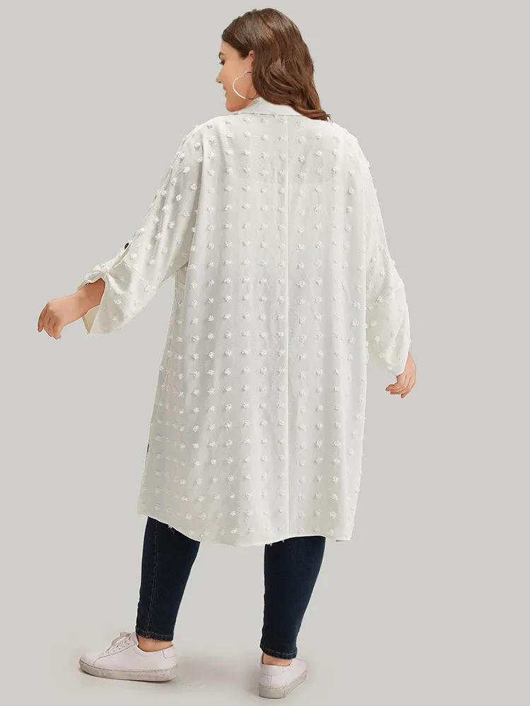 Solid Button Through Tab Sleeve Split Hem Coat sold by Bloomchic product image thumbnail 2