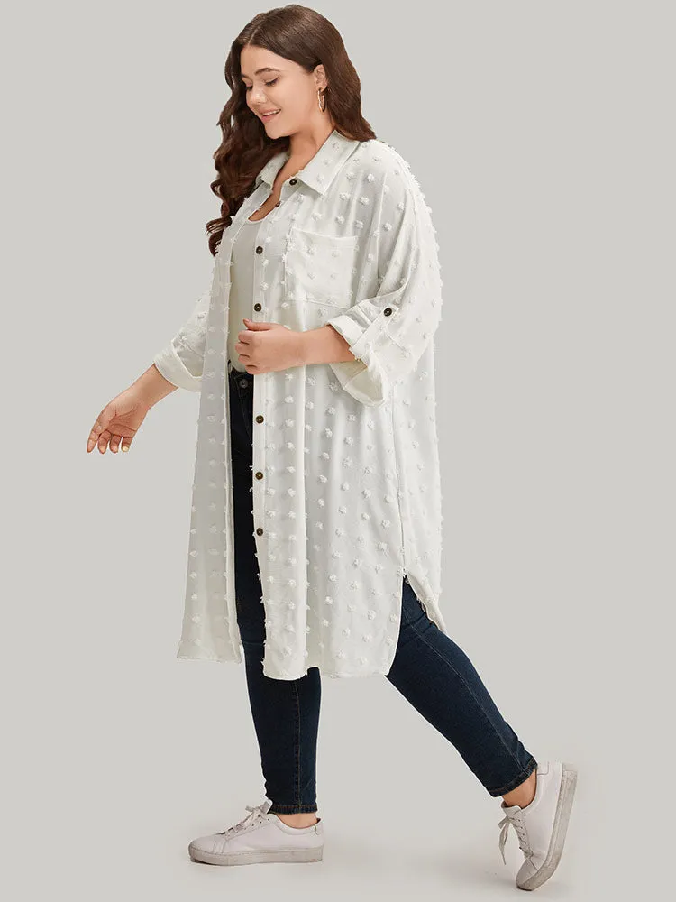 Solid Button Through Tab Sleeve Split Hem Coat sold by Bloomchic product image thumbnail 3
