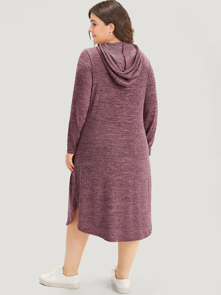 Plain Heather Pocket Split Hem Hooded Dress sold by Bloomchic product image thumbnail 2