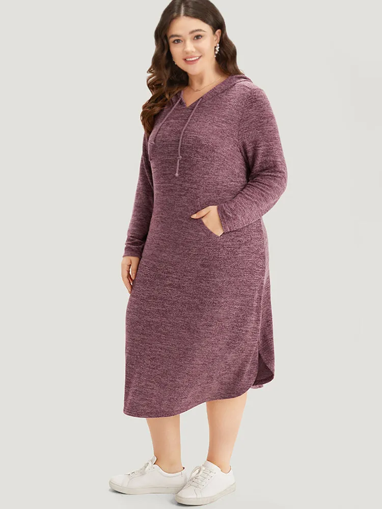 Plain Heather Pocket Split Hem Hooded Dress sold by Bloomchic product image thumbnail 3