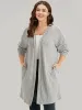Plain Pocket Texture Open Front Kimono sold by Bloomchic