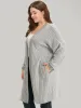 Plain Pocket Texture Open Front Kimono sold by Bloomchic