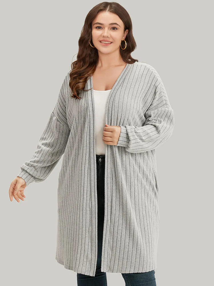 Plain Pocket Texture Open Front Kimono sold by Bloomchic