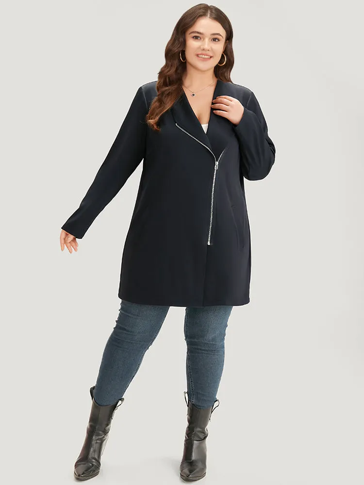 Halloween Solid Pocket Lapel Collar Zipper Asymmetrical Coat sold by Bloomchic product image thumbnail 4