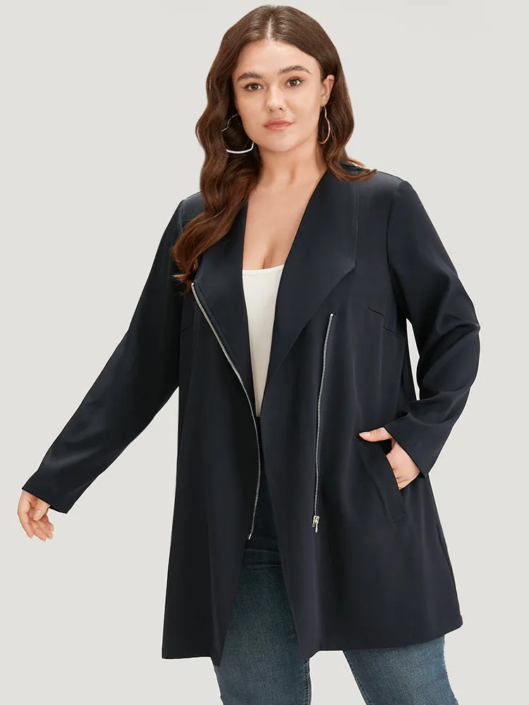 Halloween Solid Pocket Lapel Collar Zipper Asymmetrical Coat sold by Bloomchic