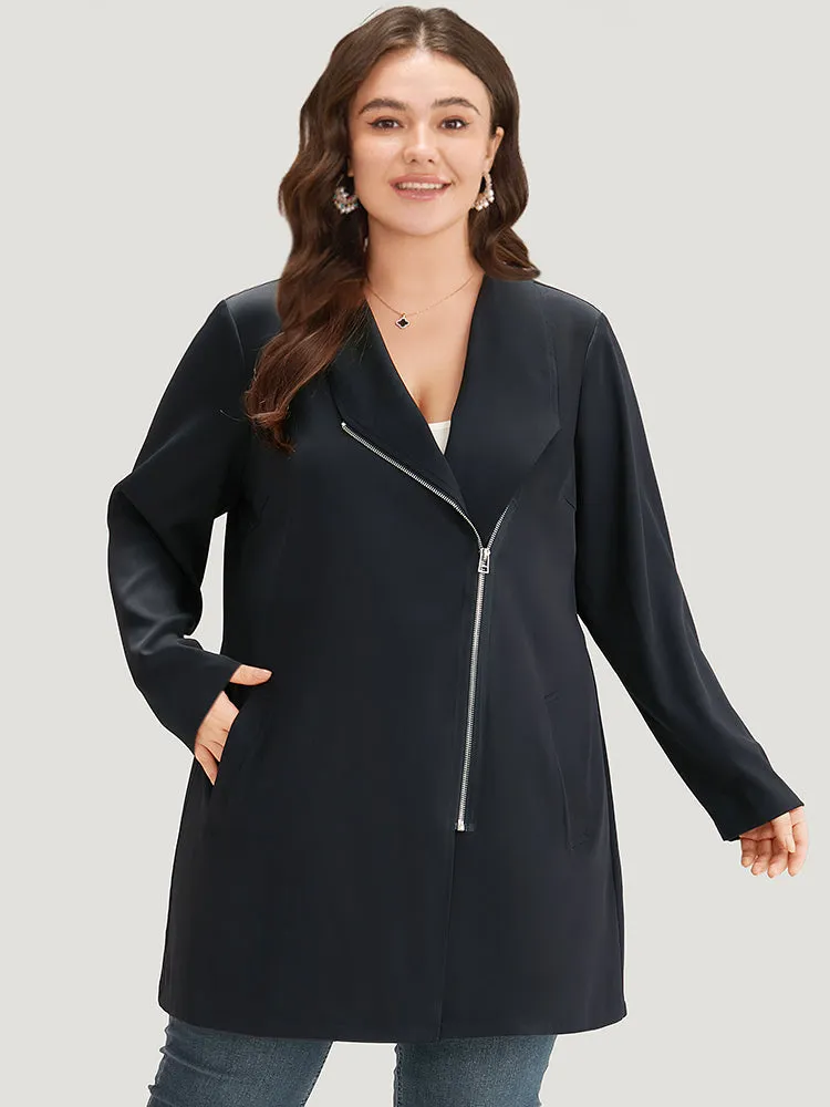 Halloween Solid Pocket Lapel Collar Zipper Asymmetrical Coat sold by Bloomchic product image thumbnail 5