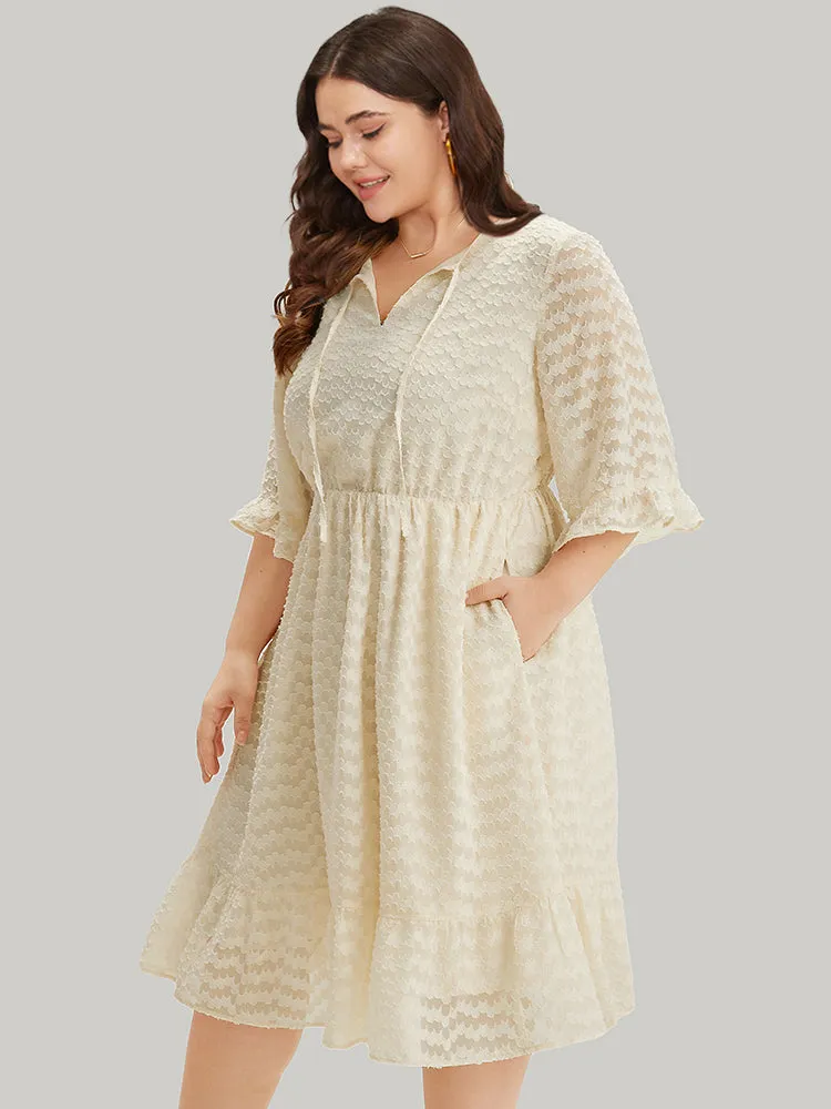 Solid Plisse Knot Neck Pocket Flutter Dress sold by Bloomchic product image thumbnail 3